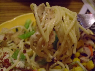 小松菜とチキンの梅バタースパゲティー