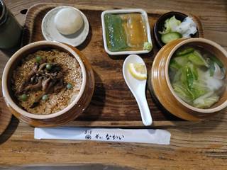 きのこ釜飯セット汁物水炊きに変更