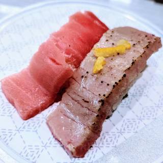 本鮪中とろ食べ比べ （中とろ・炙りゆず塩）