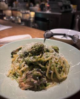 牡蠣と青のりのクリームパスタ