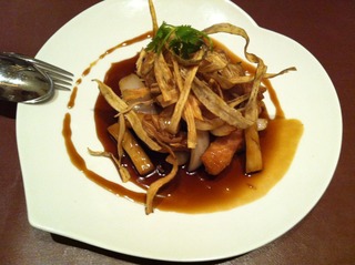 根菜入り黒酢の酢豚