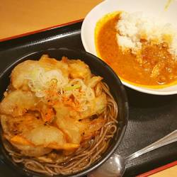 特大かき揚げそば半カレーセット