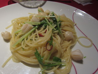 小柱と水菜のペペロンチーニ