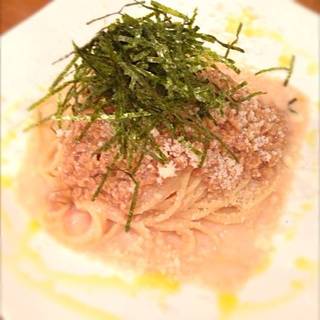 チーズと明太子のパスタ納豆のせ