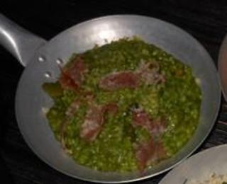 生ハムとアスパラとホウレン草のグリーン　リゾット