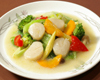 帆立貝と季節野菜の塩味炒め